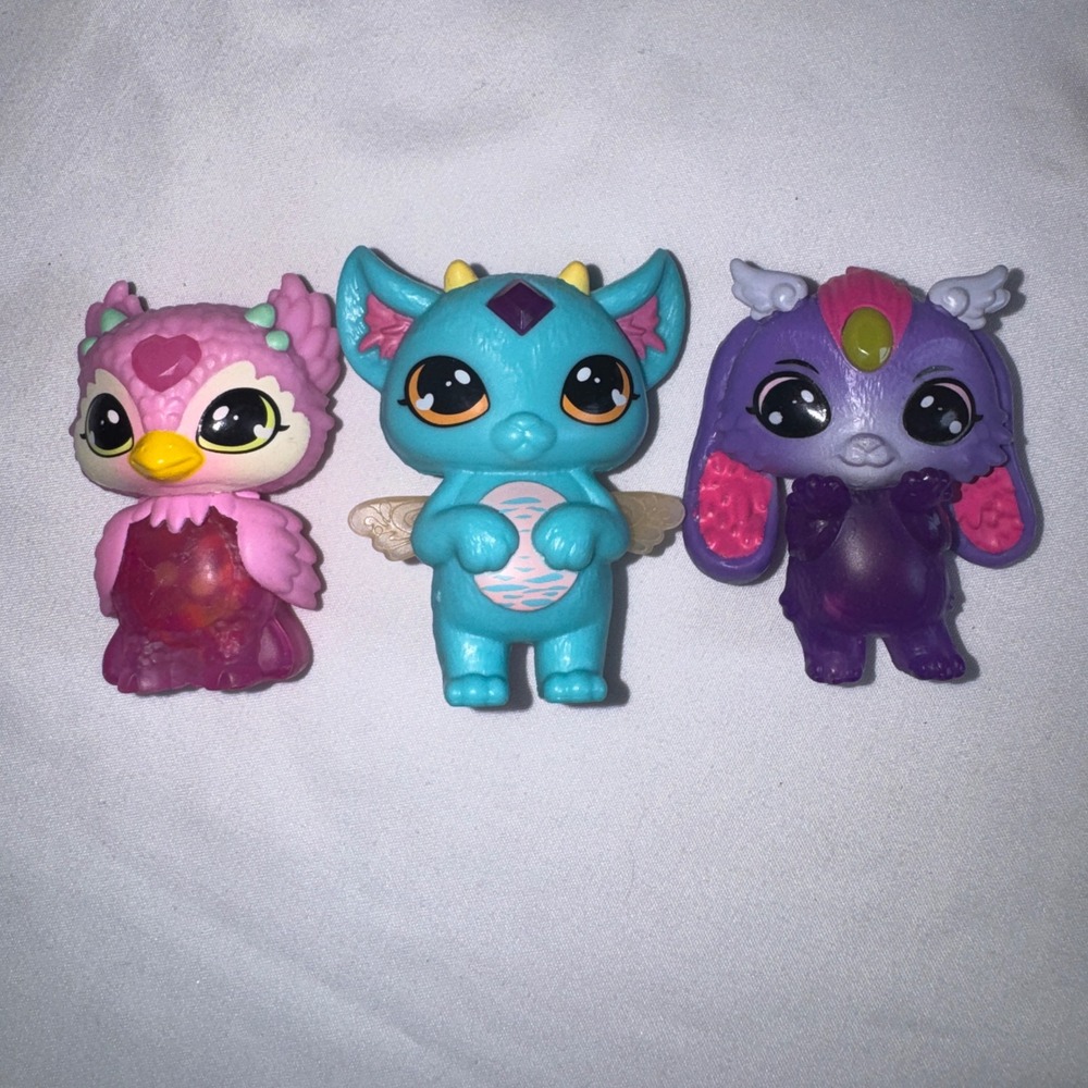 Magic Mixies Mixlings Mini Figures Set of 3 Pink Owl Blue Dragon Purple Bunny